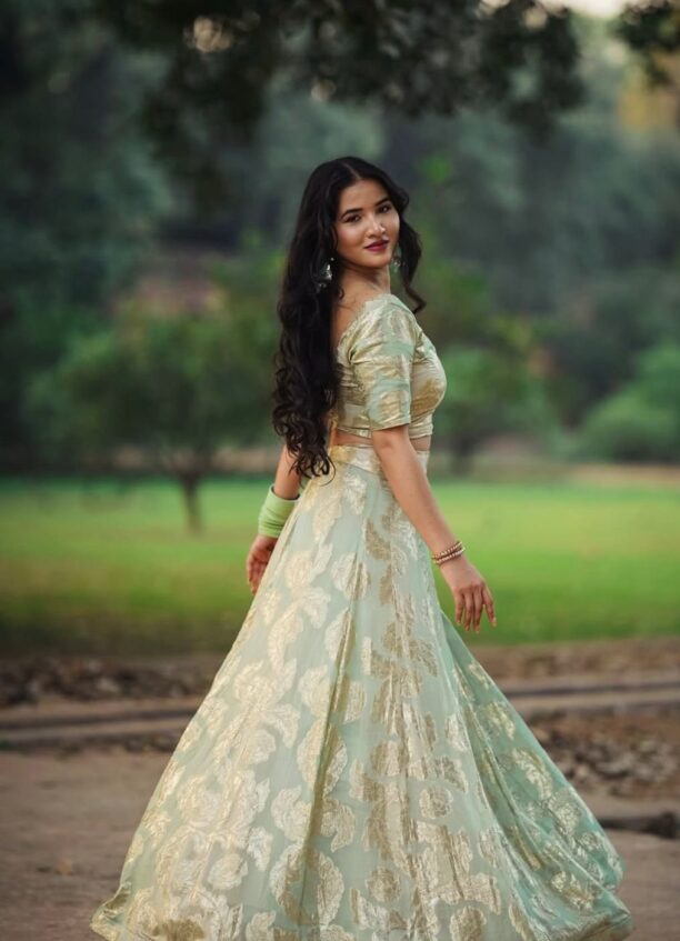 green-Hued Cocktail Party Lehenga - Image 2