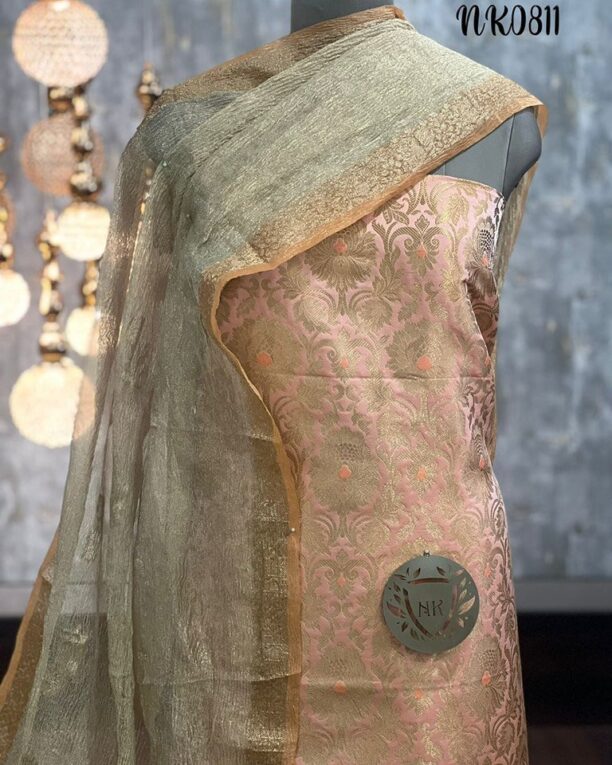 Exclusive Banarasi Unstitched Salwar kameez with Dupatta - Image 6