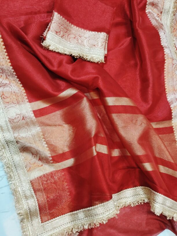 Banarasi Soft Glass Tissue Silk Saree - Image 7