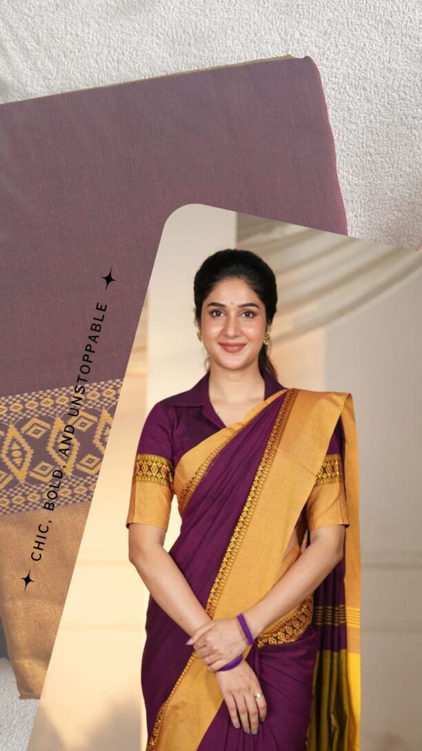Maheshwari Premium Cotton-Silk Handloom Saree with Blouse Piece - Image 3